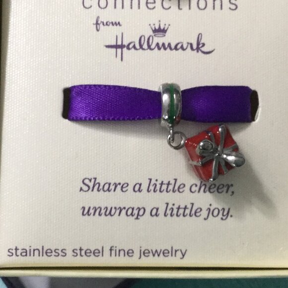 Hallmark Connections Gift Box Bead Charm Retired Jacmel Stainless Steel - Picture 7 of 11